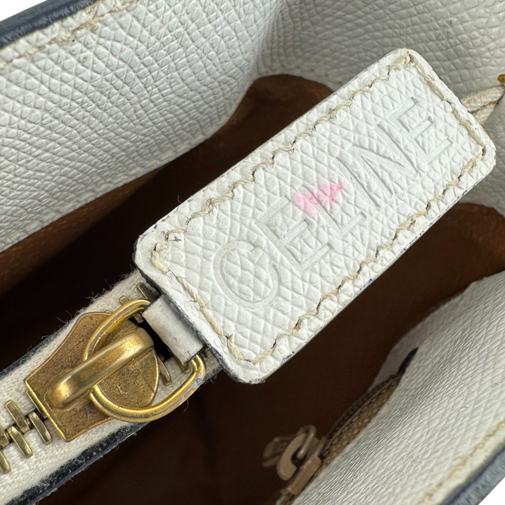 CELINE White and Navy Tote Handbag LHQ541