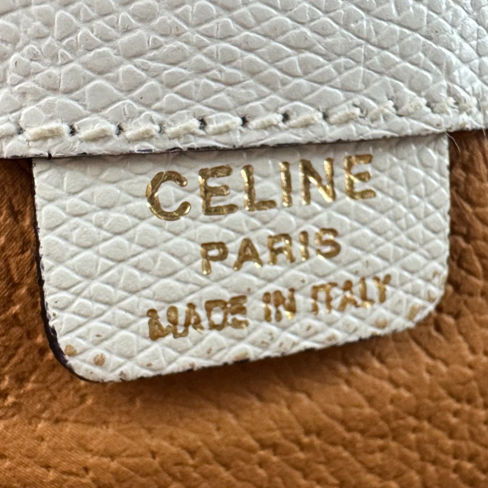 CELINE White and Navy Tote Handbag LHQ541