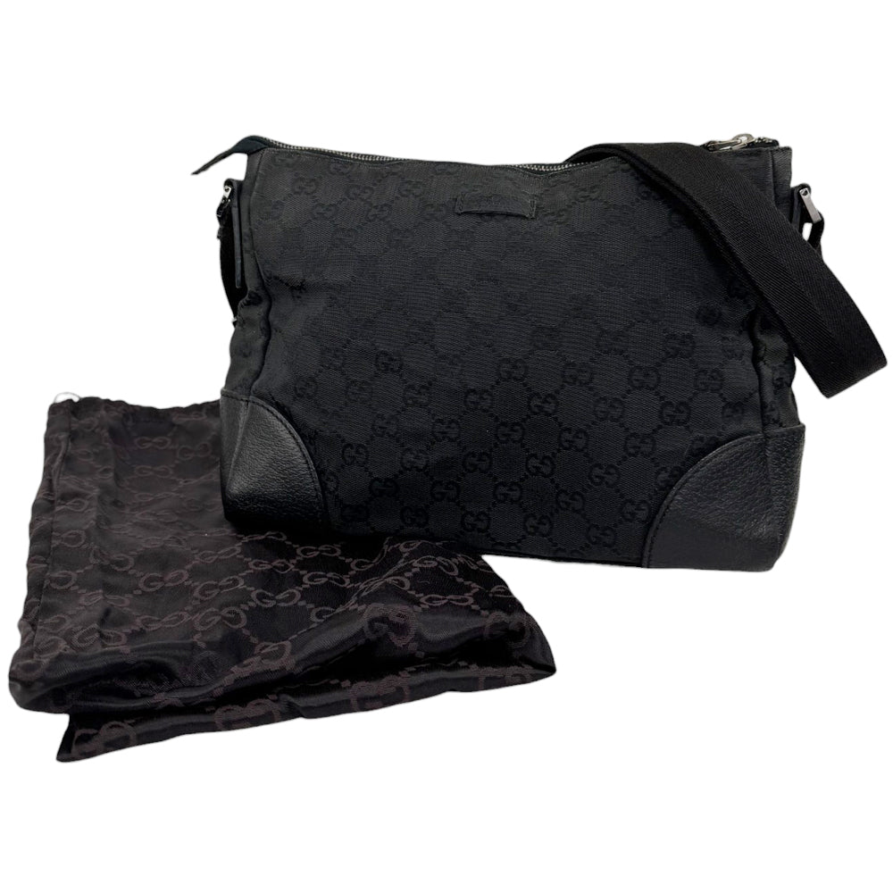 GUCCI GG Black Canvas Shoulder Crossbody Bag LHQ549