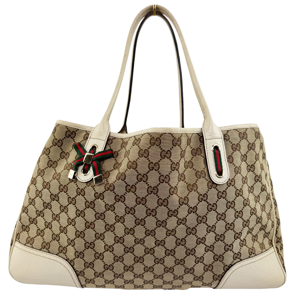 GUCCI GG Princy Brown Canvas Shoulder Tote Bag LHQ550