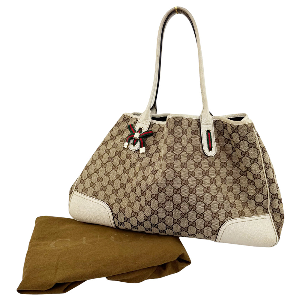 GUCCI GG Princy Brown Canvas Shoulder Tote Bag LHQ550