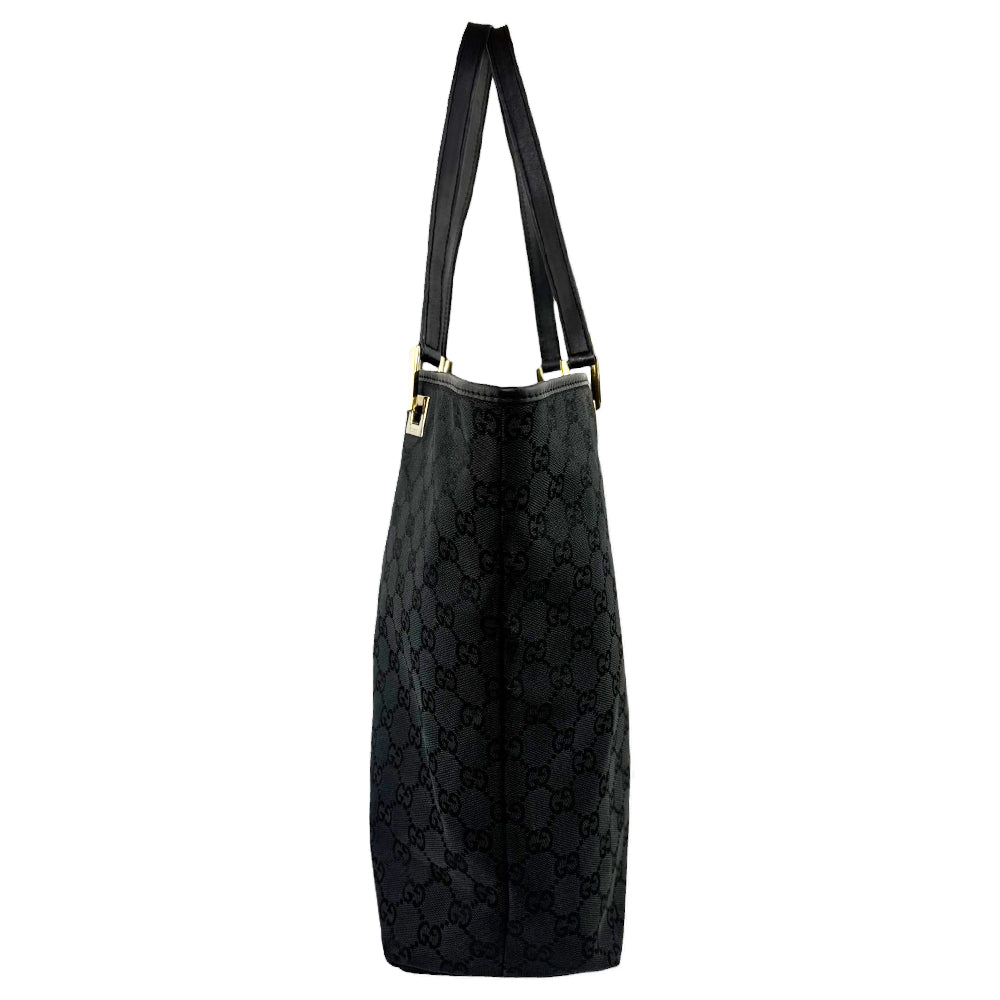 GUCCI GG Black Canvas Tote Shoulder Bag LHQ552