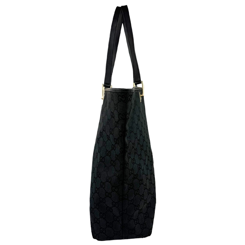 GUCCI GG Black Canvas Tote Shoulder Bag LHQ552