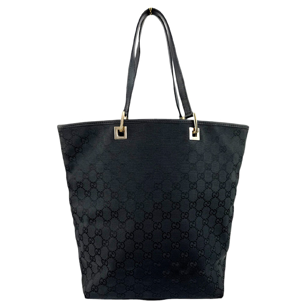 GUCCI GG Black Canvas Tote Shoulder Bag LHQ552