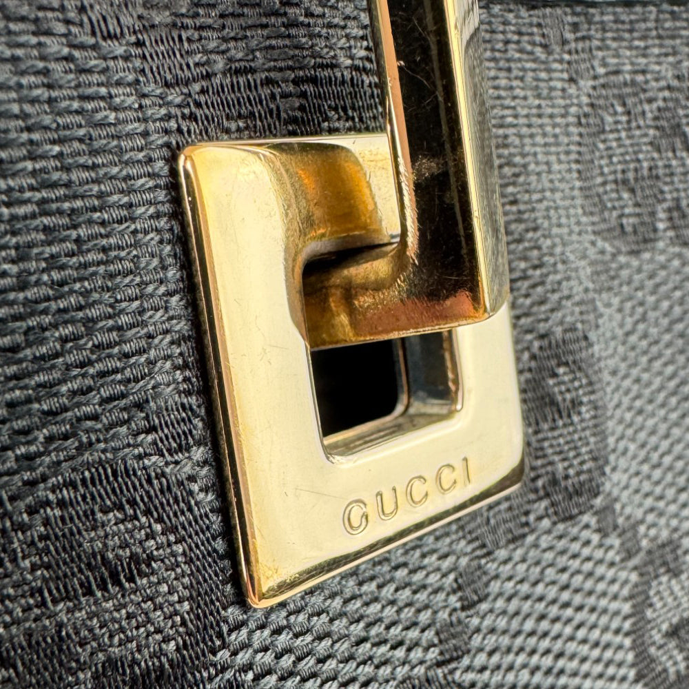 GUCCI GG Black Canvas Tote Shoulder Bag LHQ552