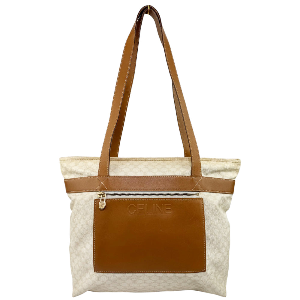 CELINE Macadam Cream Tote Shoulder Bag LHQ554
