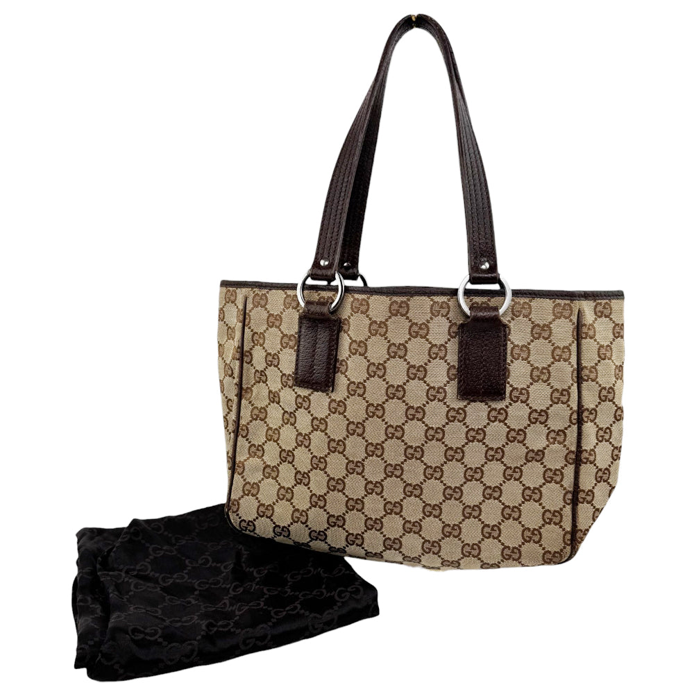 GUCCI GG Brown Canvas Shoulder Tote Bag LHQ556