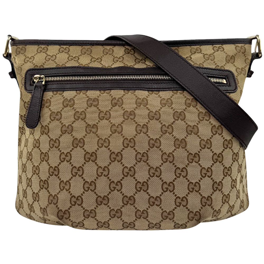 GUCCI GG Brown Canvas Crossbody Shoulder Bag LHQ558