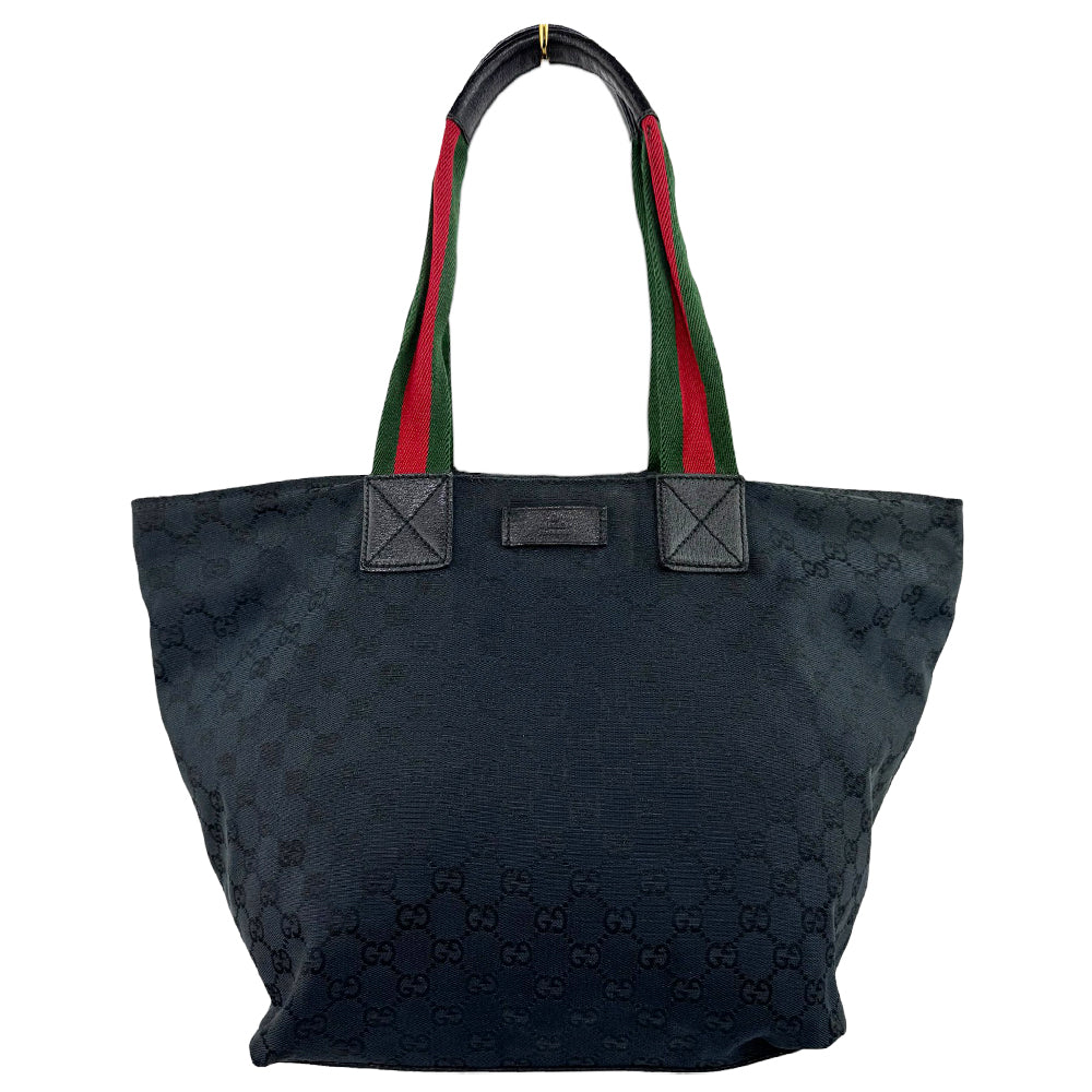 GUCCI GG Black Canvas Shelly Tote Shoulder Bag LHQ560