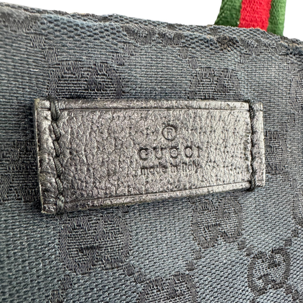 GUCCI GG Black Canvas Shelly Tote Shoulder Bag LHQ560