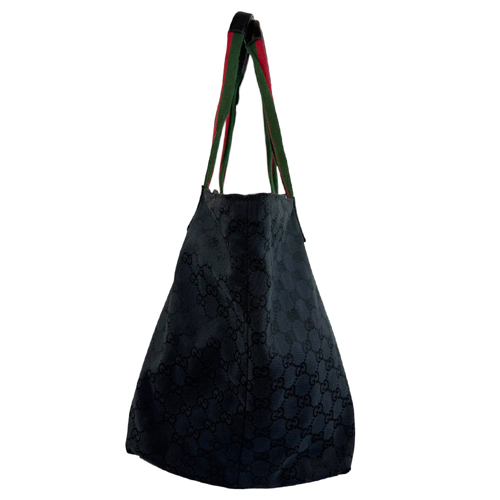 GUCCI GG Black Canvas Shelly Tote Shoulder Bag LHQ560