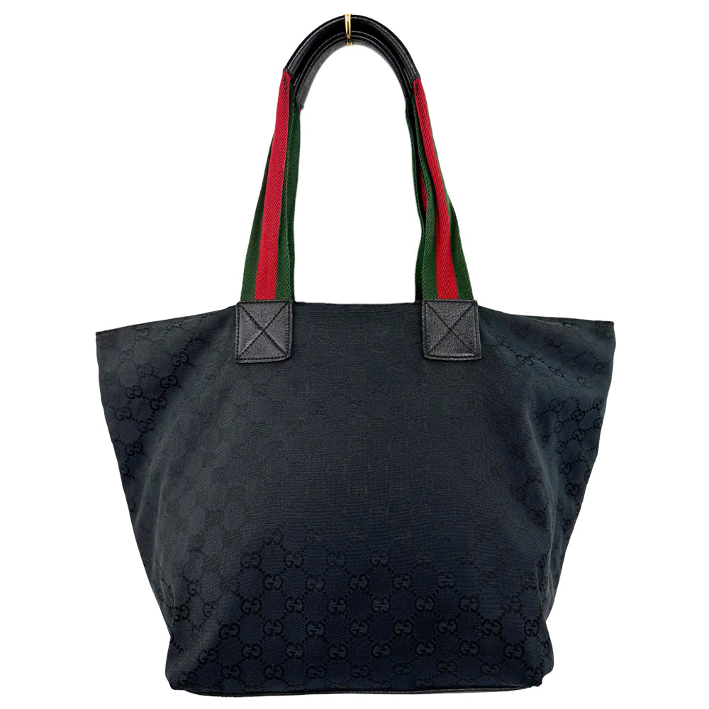 GUCCI GG Black Canvas Shelly Tote Shoulder Bag LHQ560