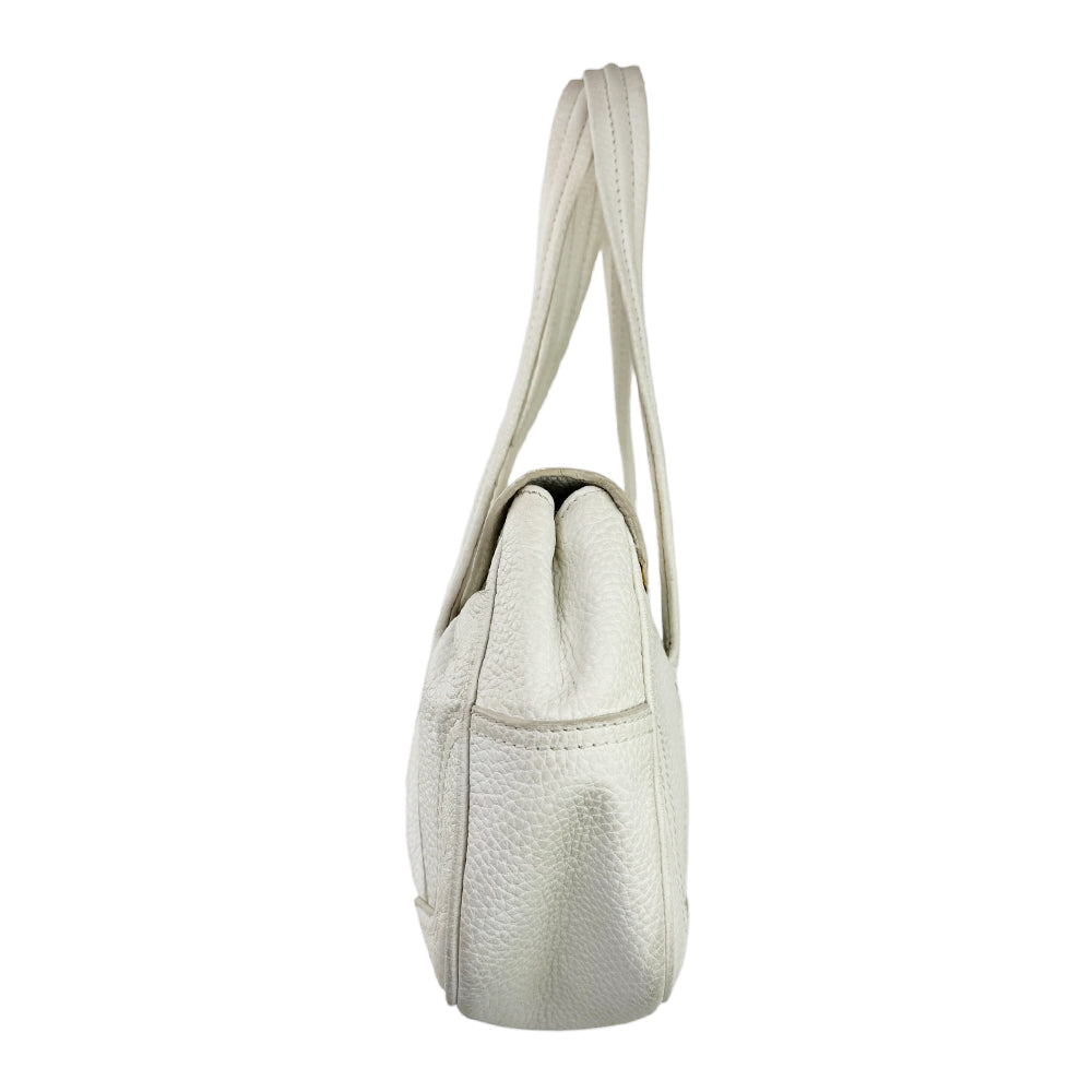 CELINE White Leather Shoulder Hand Bag LHQ561
