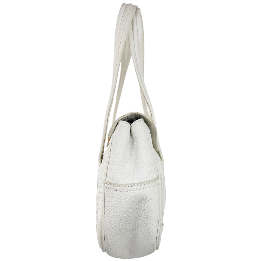 CELINE White Leather Shoulder Hand Bag LHQ561