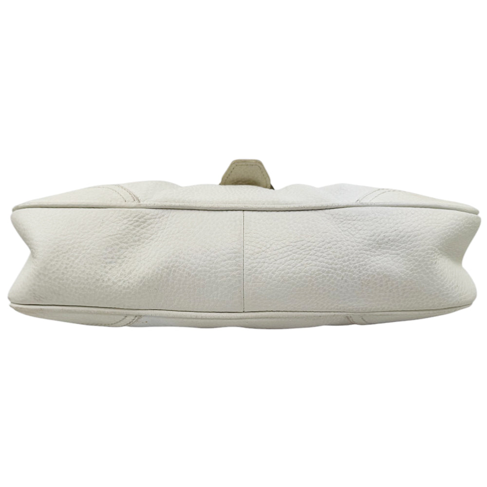 CELINE White Leather Shoulder Hand Bag LHQ561