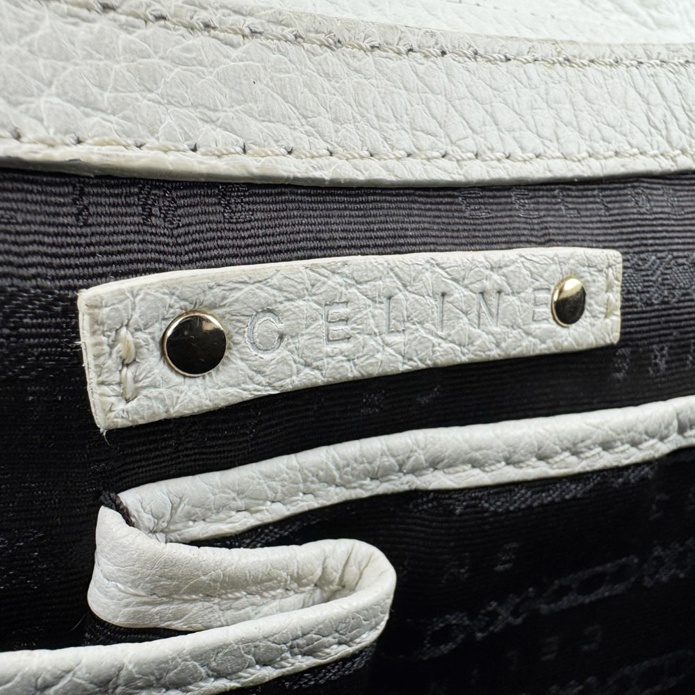 CELINE White Leather Shoulder Hand Bag LHQ561