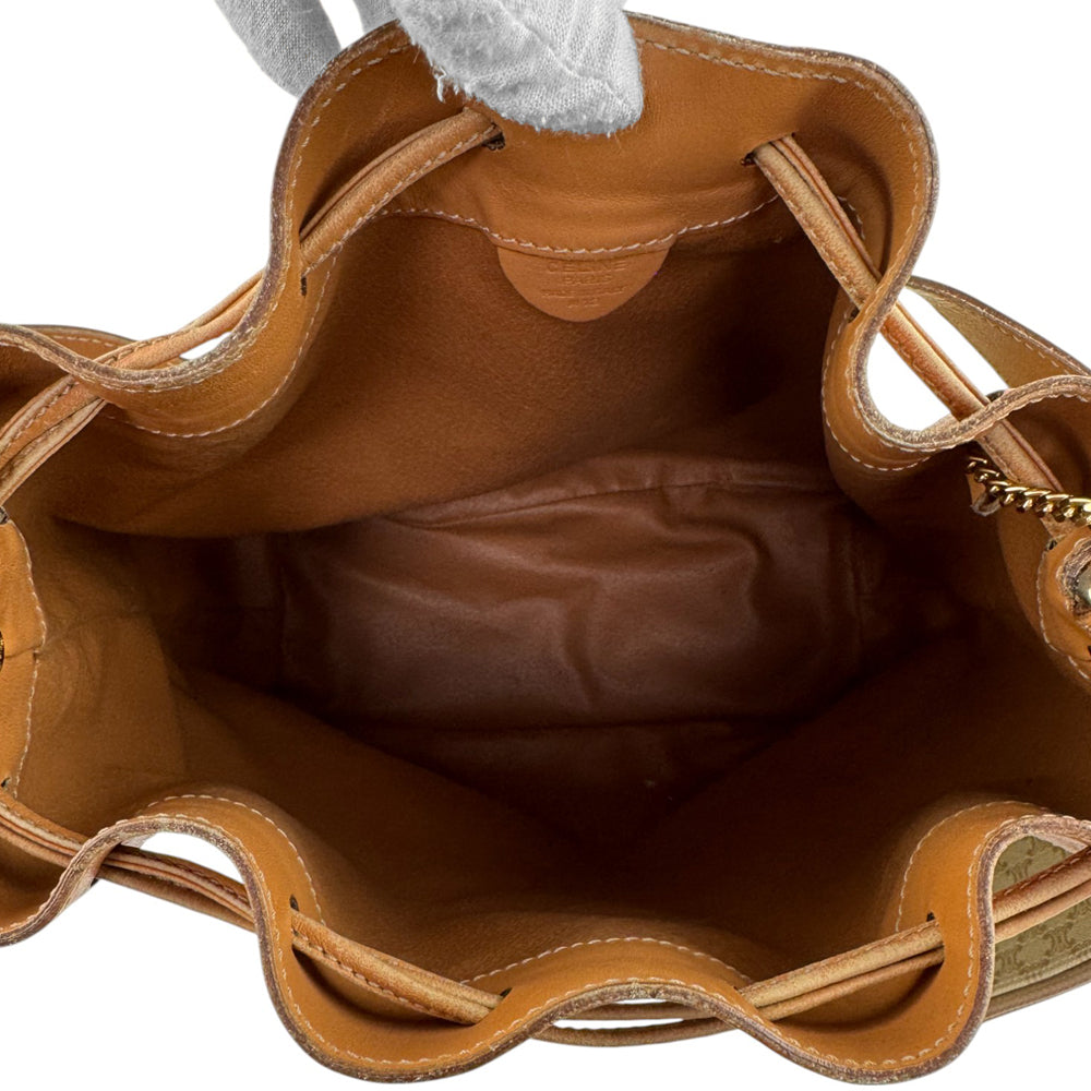 CELINE Macadam Brown Sac Seau Drawstring Shoulder Bag LHQ564