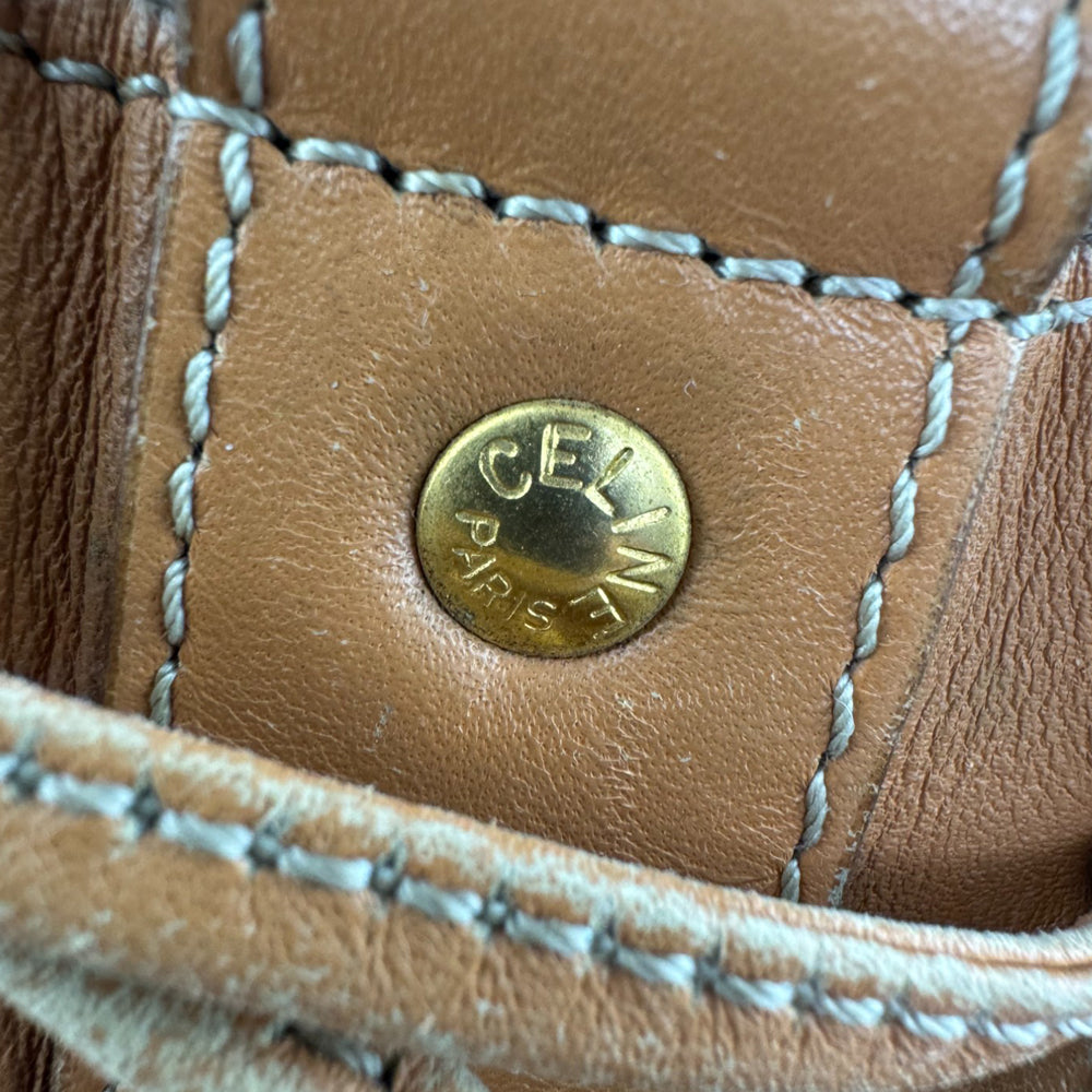 CELINE Macadam Brown Sac Seau Drawstring Shoulder Bag LHQ564