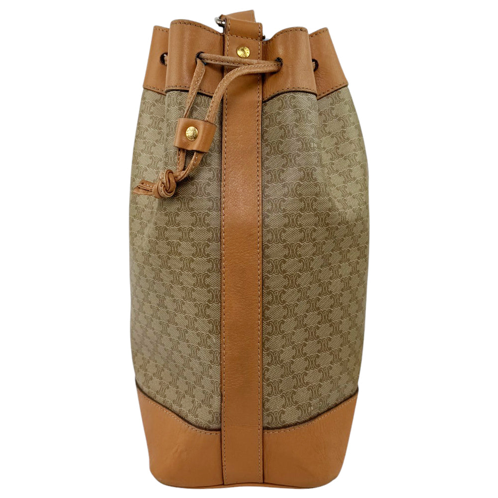 CELINE Macadam Brown Sac Seau Drawstring Shoulder Bag LHQ564