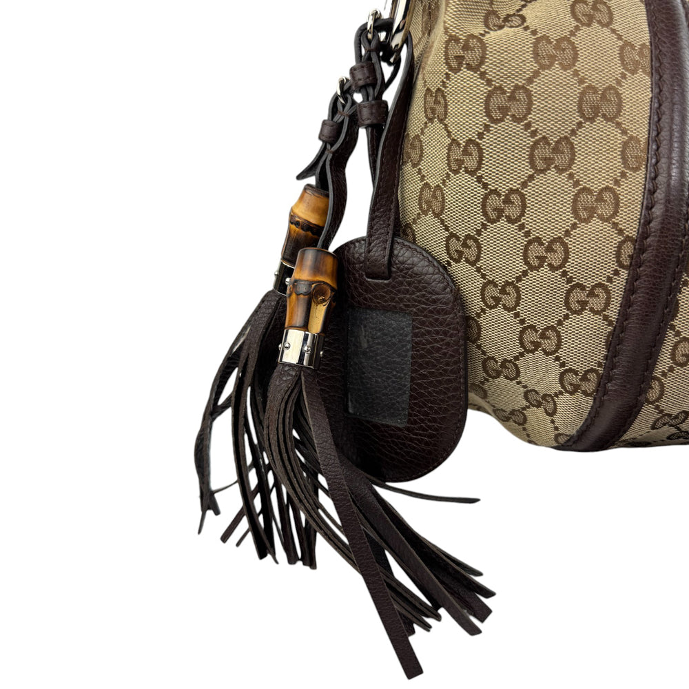 GUCCI GG Brown Canvas Hobo Shoulder Bag LHQ568