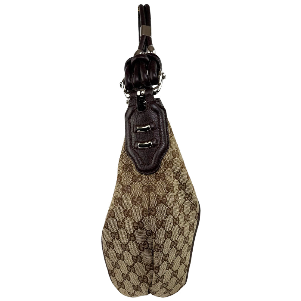 GUCCI GG Brown Canvas Hobo Shoulder Bag LHQ568