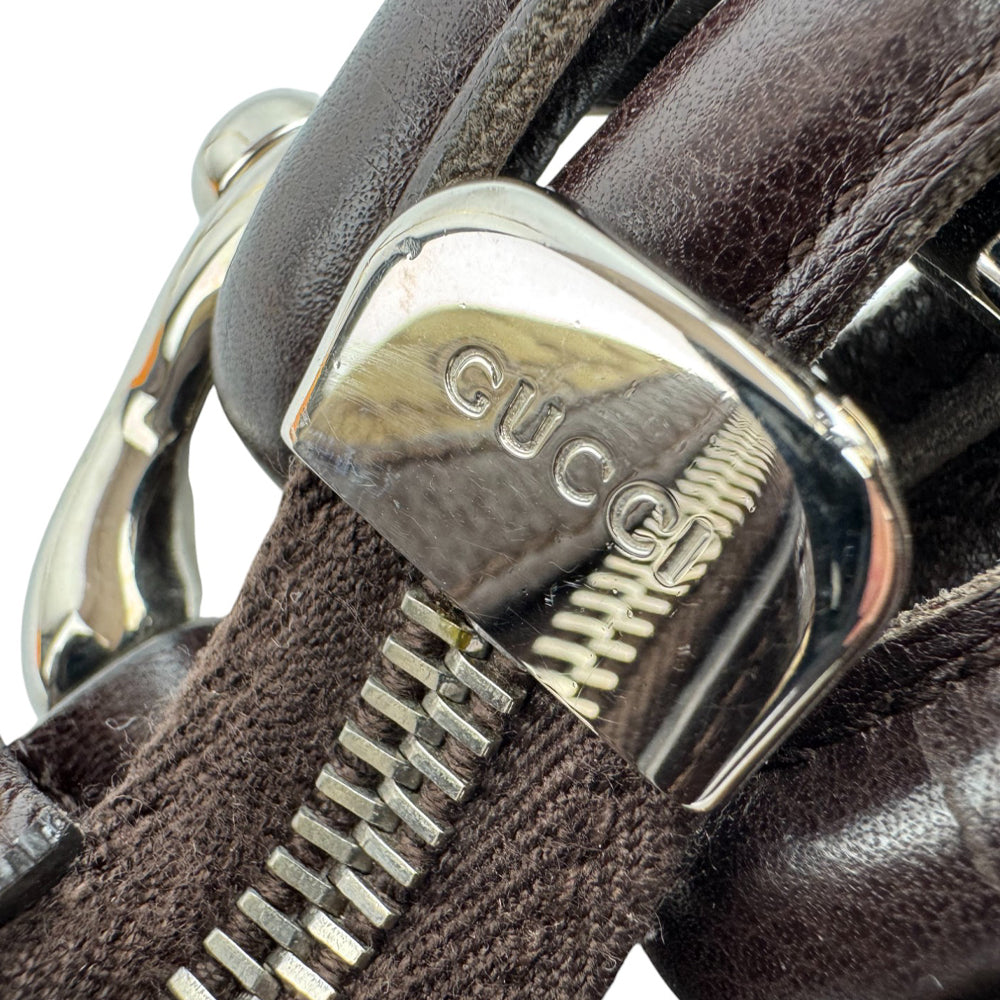 GUCCI GG Brown Canvas Hobo Shoulder Bag LHQ568