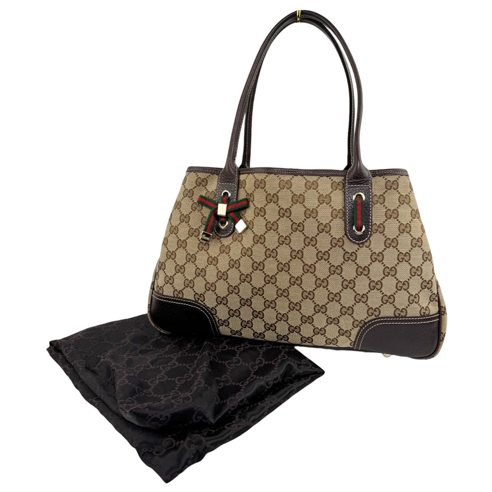 GUCCI GG Princy Brown Canvas Shoulder Tote Bag LHQ569