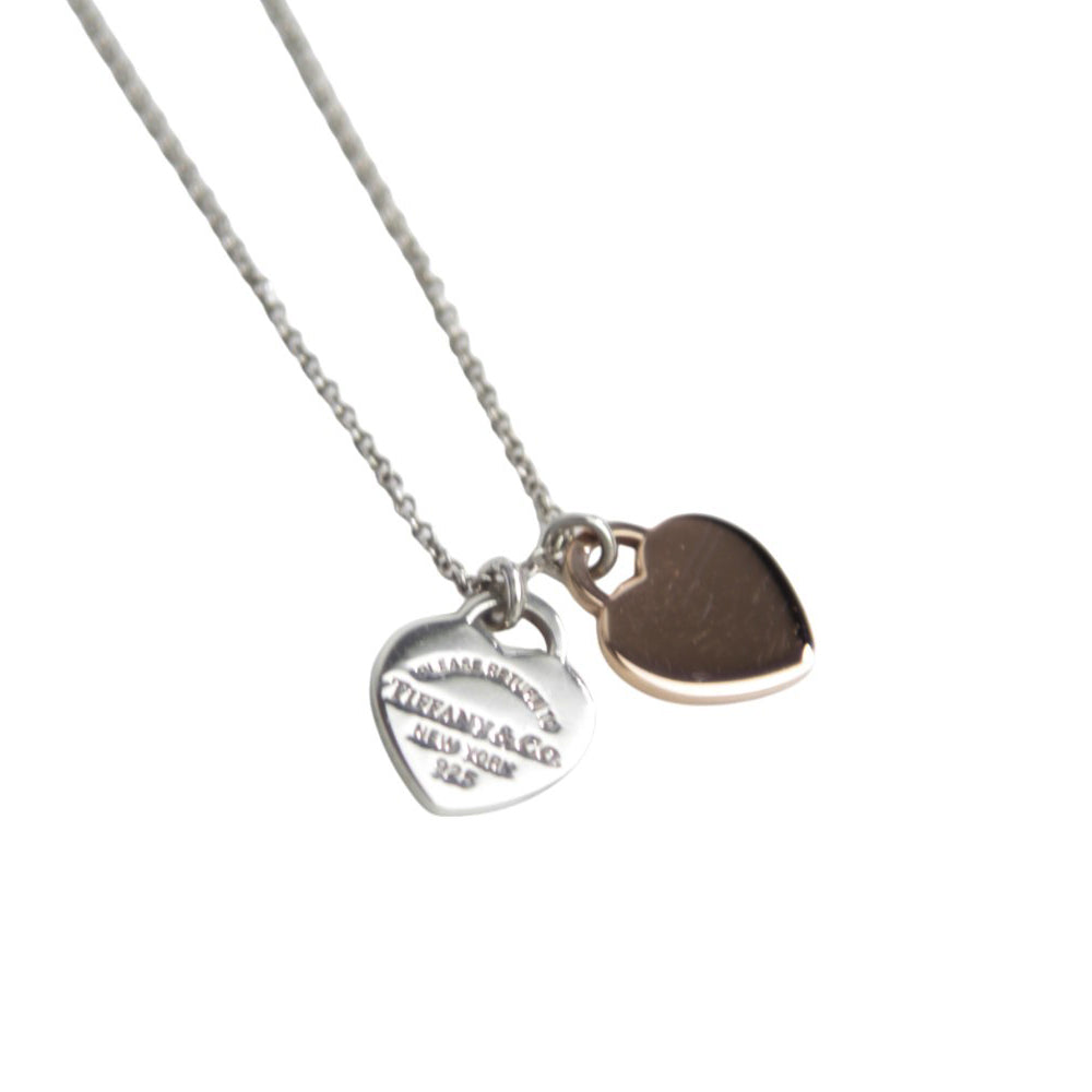 TIFFANY & Co Double Heart Rose Gold Return To Necklace LHQ583