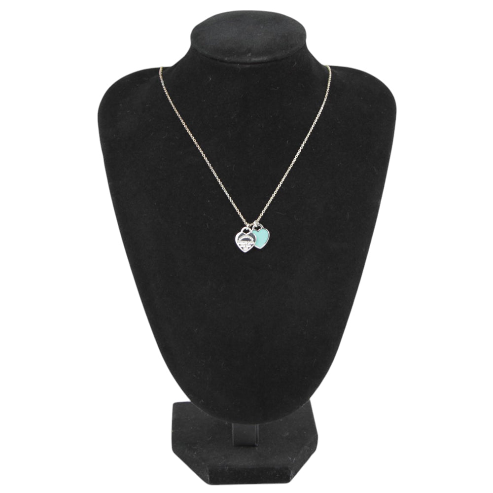 TIFFANY & CO Double Heart Blue Return To Necklace LHQ598