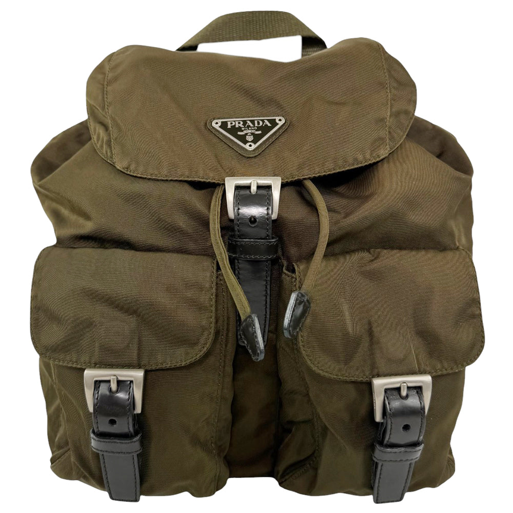 PRADA Khaki Nylon Backpack LHQ624