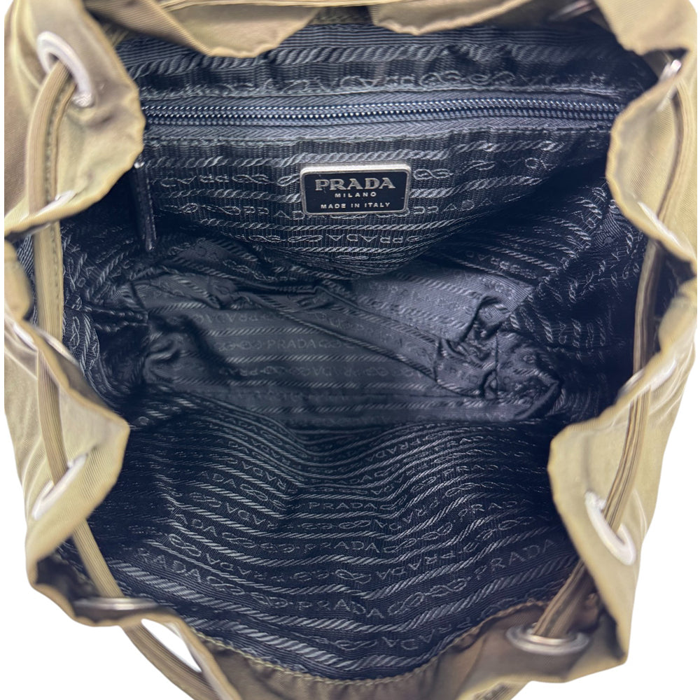 PRADA Khaki Nylon Backpack LHQ624