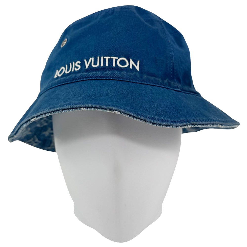 LOUIS VUITTON Denim Monogram Reversible Bucket Hat LHQ728