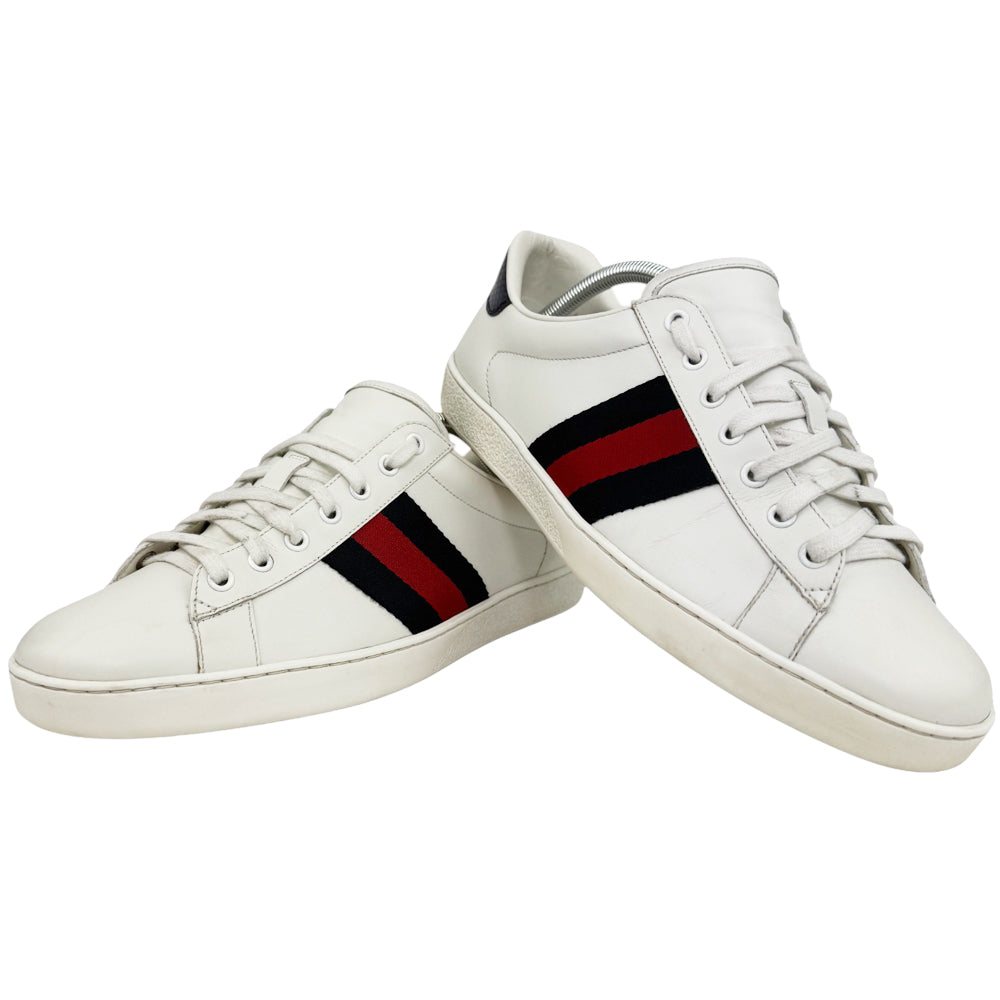 GUCCI White Leather Ace Trainers Size 9 UK LHQ643
