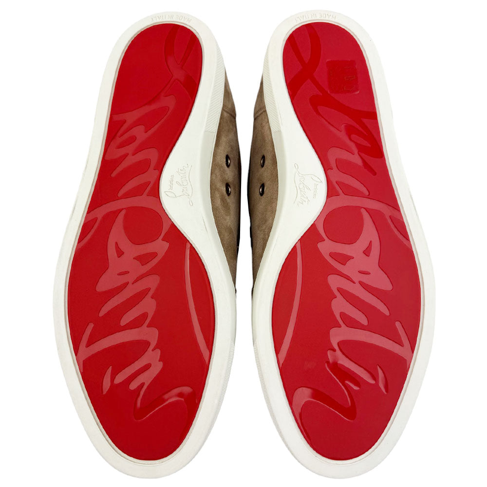 CHRISTIAN LOUBOUTIN Brown Suede Slip-On Trainers Size 9 UK LHQ645