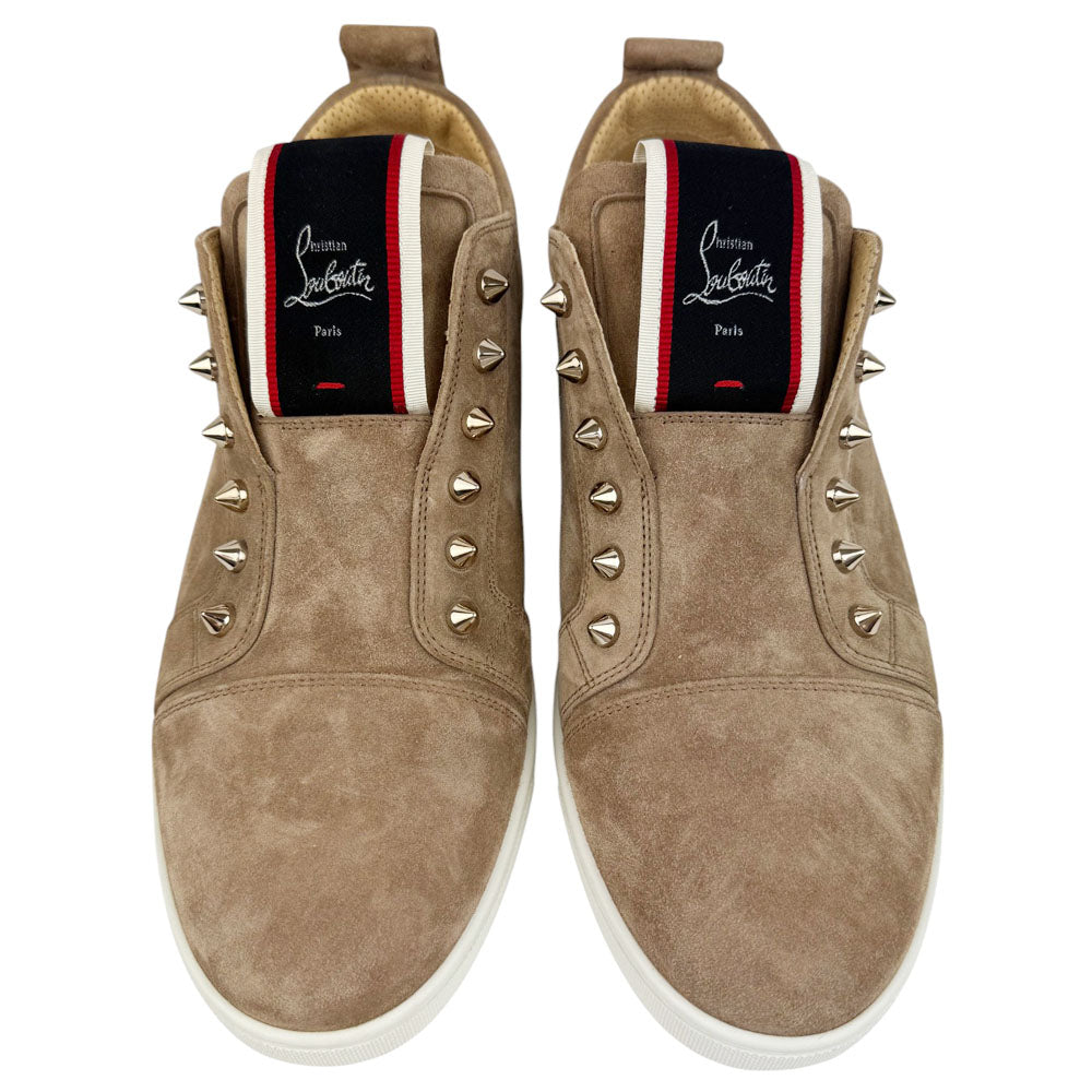 CHRISTIAN LOUBOUTIN Brown Suede Slip-On Trainers Size 9 UK LHQ645