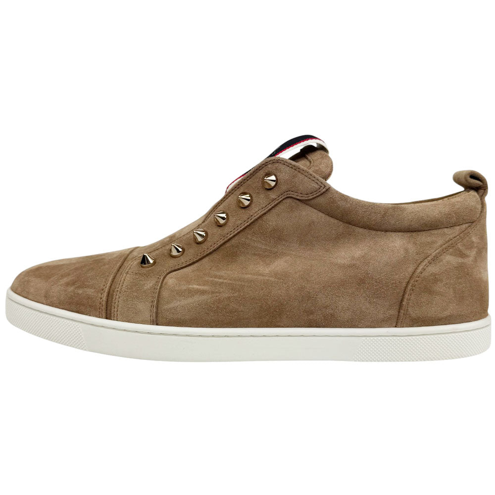 CHRISTIAN LOUBOUTIN Brown Suede Slip-On Trainers Size 9 UK LHQ645
