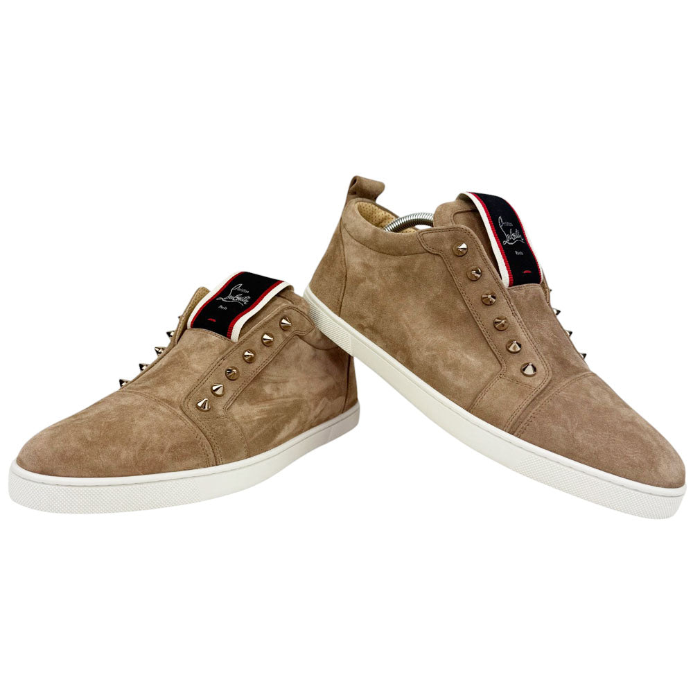 CHRISTIAN LOUBOUTIN Brown Suede Slip-On Trainers Size 9 UK LHQ645