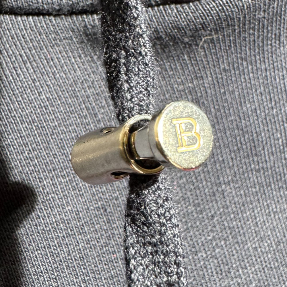 BALMAIN Navy Flocked Lion Pullover Hoodie Size M LHQ650