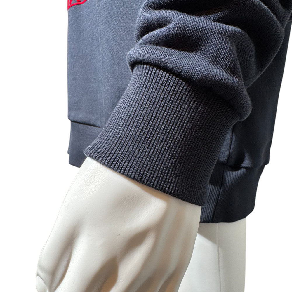 BALMAIN Navy Flocked Lion Pullover Hoodie Size M LHQ650