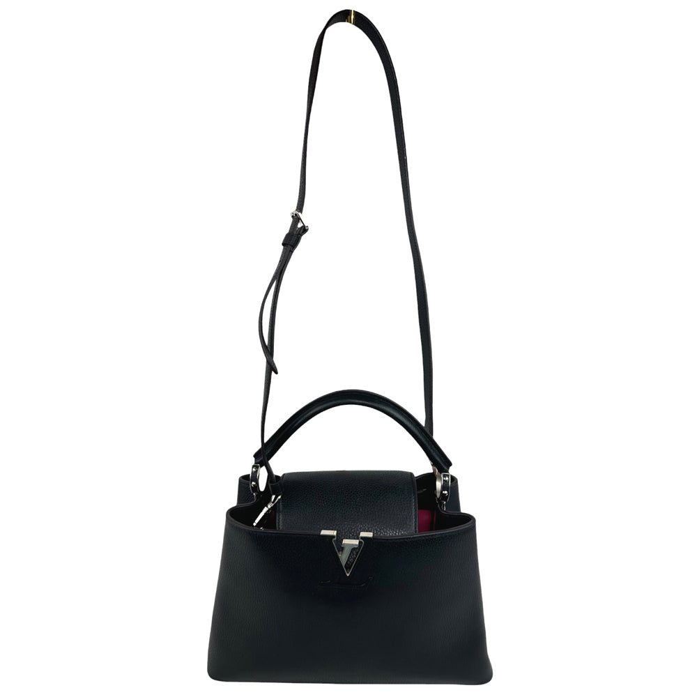 LOUIS VUITTON Capucines Black MM 2 Way Shoulder Bag Handbag LHQ666