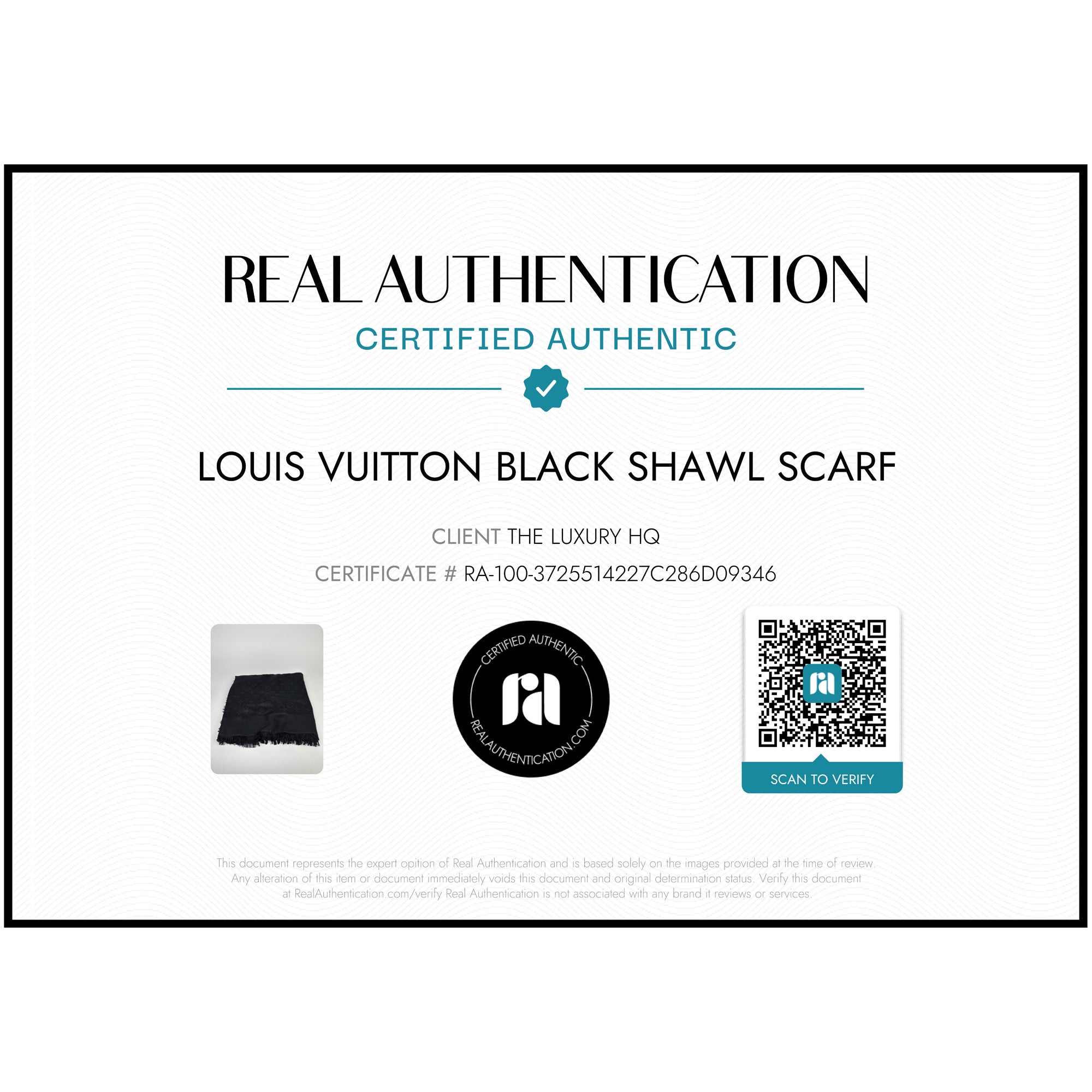 LOUIS VUITTON Sciarpa scialle nera da donna LHQ67