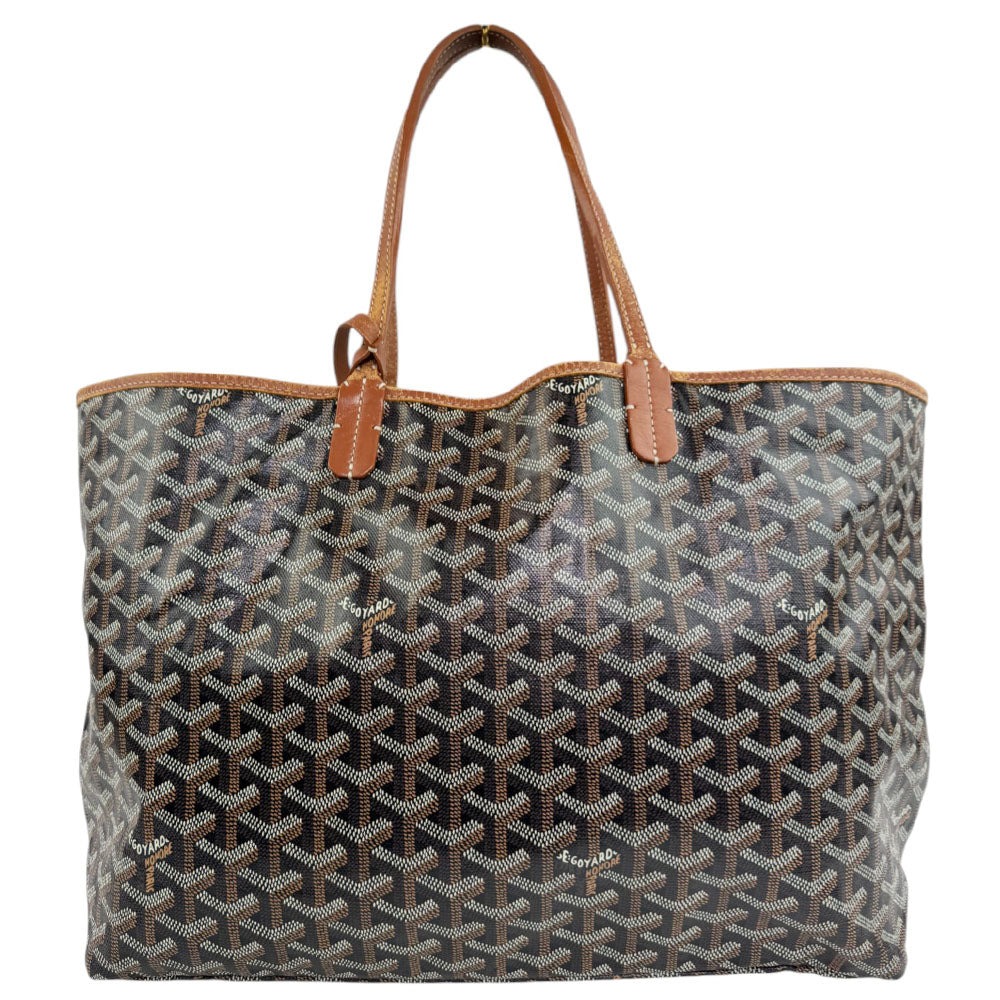 GOYARD Saint Louis Tote Bag MM Black Tan with Pouch LHQ681
