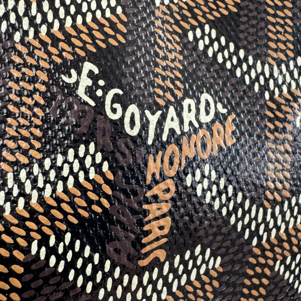 GOYARD Saint Louis Tote Bag MM Black Tan with Pouch LHQ681