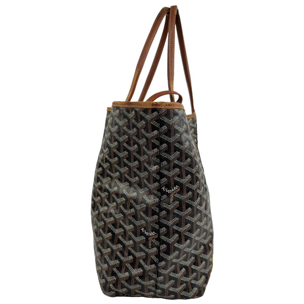 GOYARD Saint Louis Tote Bag MM Black Tan with Pouch LHQ681