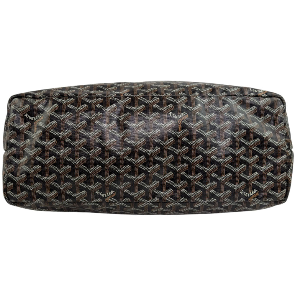 GOYARD Saint Louis Tote Bag MM Black Tan with Pouch LHQ681