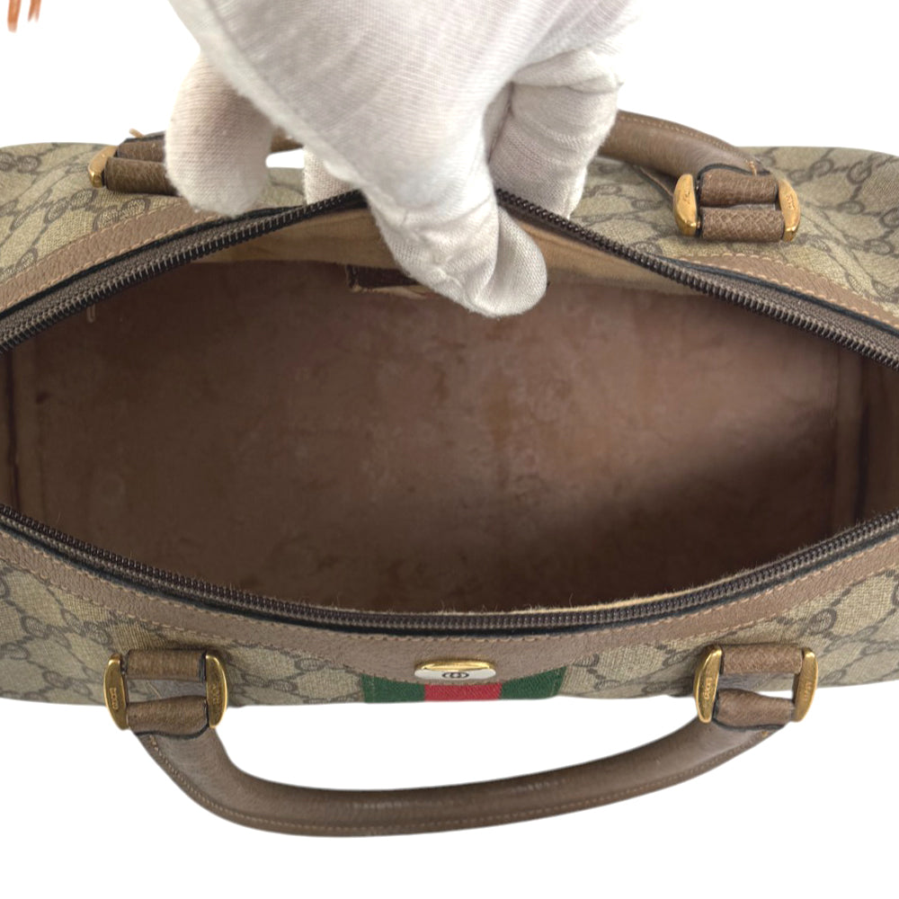 GUCCI GG Brown Sherry Line Boston Bag LHQ682