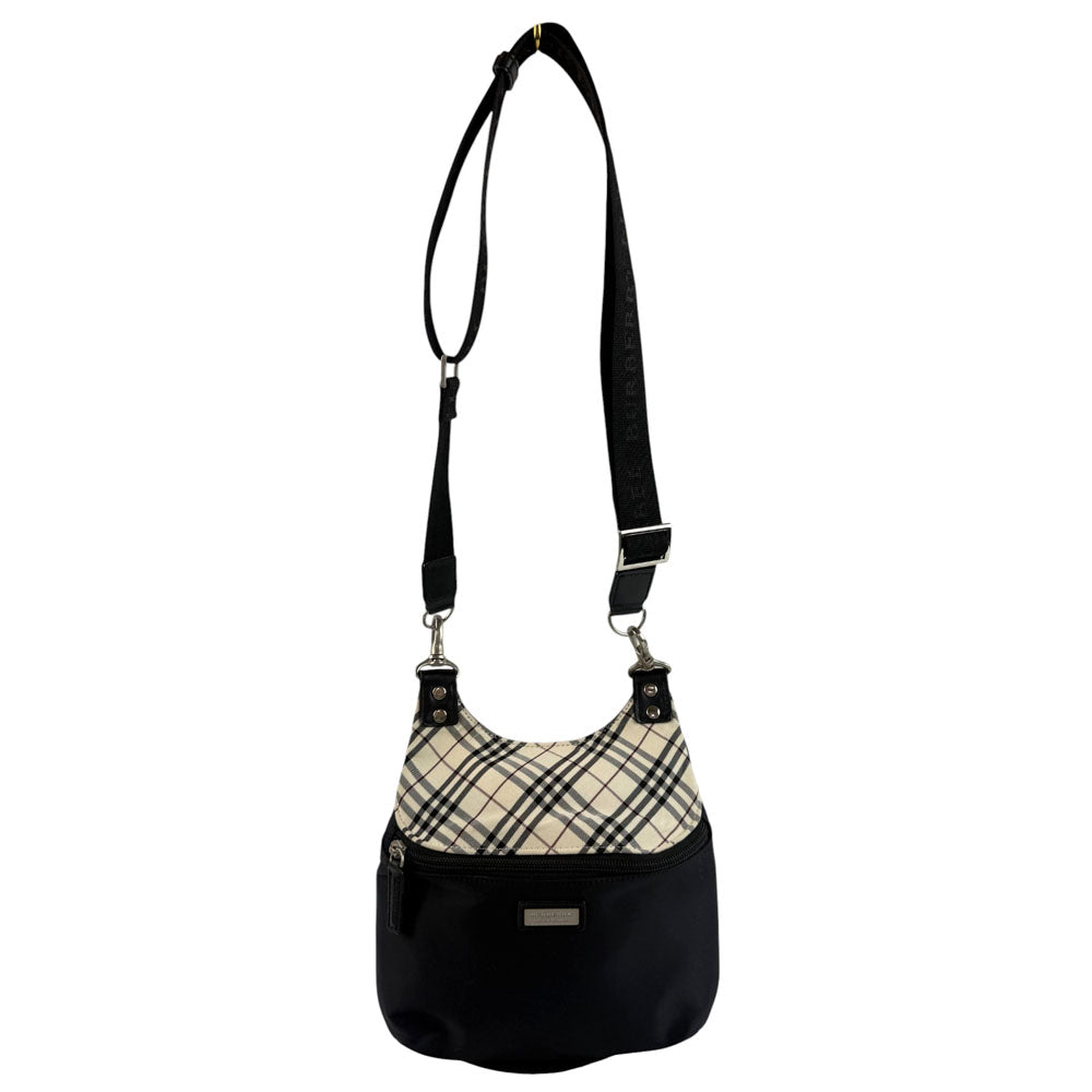 BURBERRY Black Label Nova Check Black Nylon Shoulder Bag LHQ693