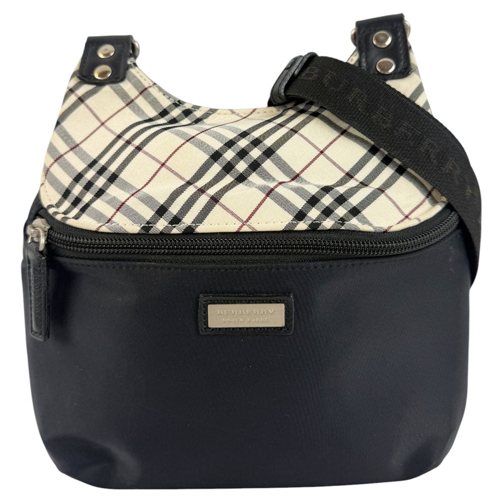 BURBERRY Black Label Nova Check Black Nylon Shoulder Bag LHQ693