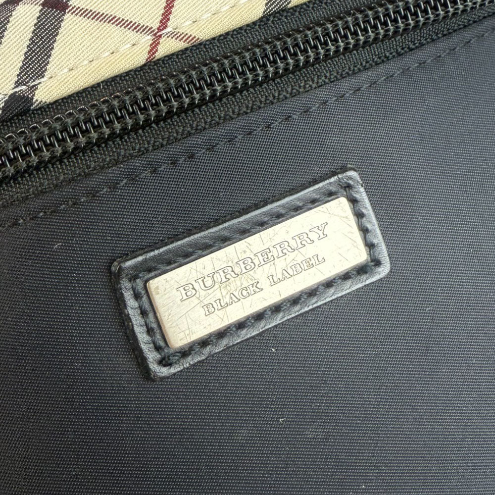 BURBERRY Black Label Nova Check Black Nylon Shoulder Bag LHQ693