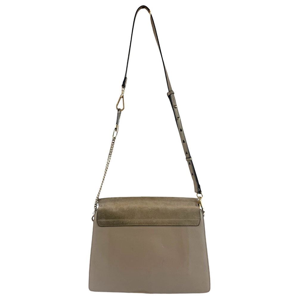 CHLOE Faye Brown Leather & Suede Shoulder Bag LHQ695